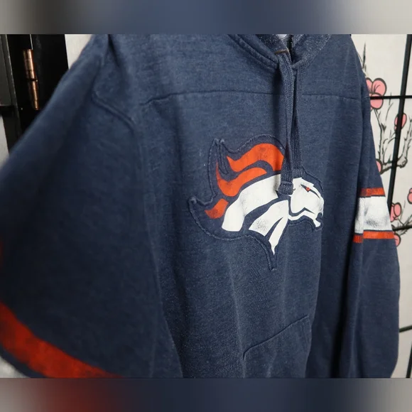 Denver Broncos Football Men's Blue Hoodie with Orange Accents - Picture 9 of 16